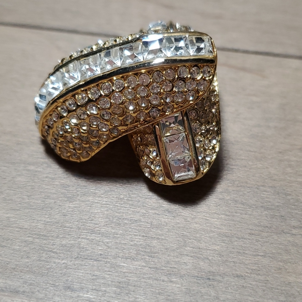 1980's Gold Tone encrusted with clear Rhinestones
